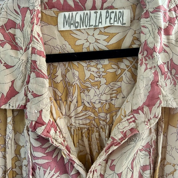Magnolia Pearl Women's Floral Blouse - Mustard and Cream - Picture 3 of 6